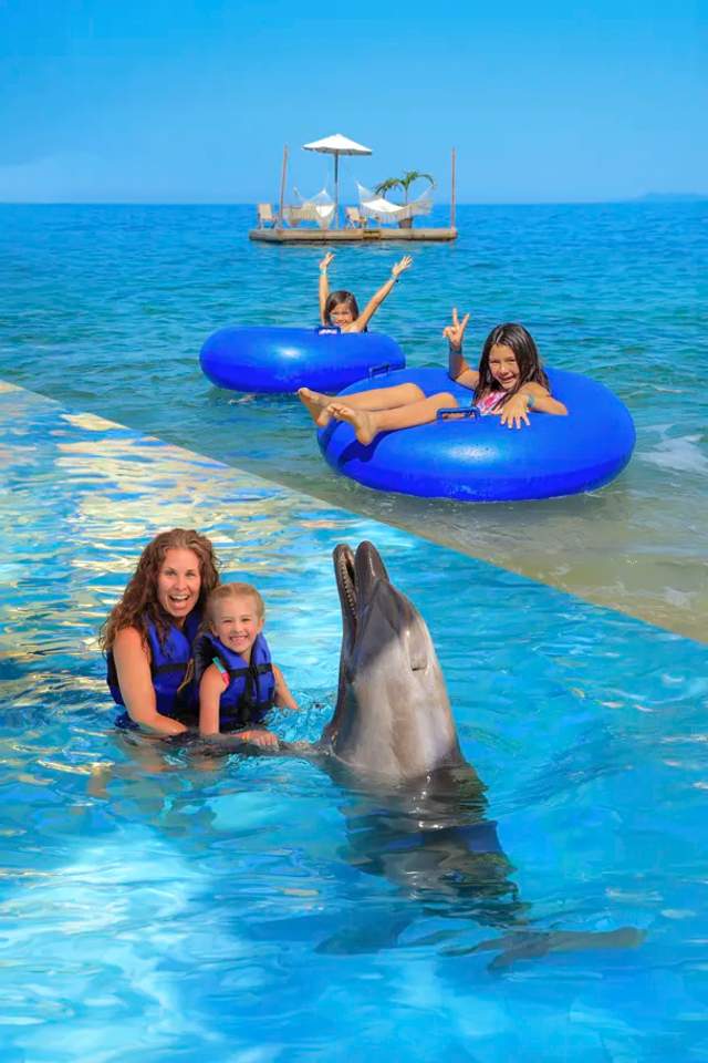 A tour package that combines a day at Las Caletas beach and a swim with dolphins, a great Puerto Vallarta family activity.