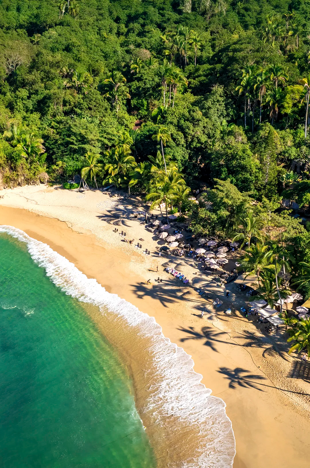 Aerial view of Majahuitas, the prettiest beach in Puerto Vallarta.
