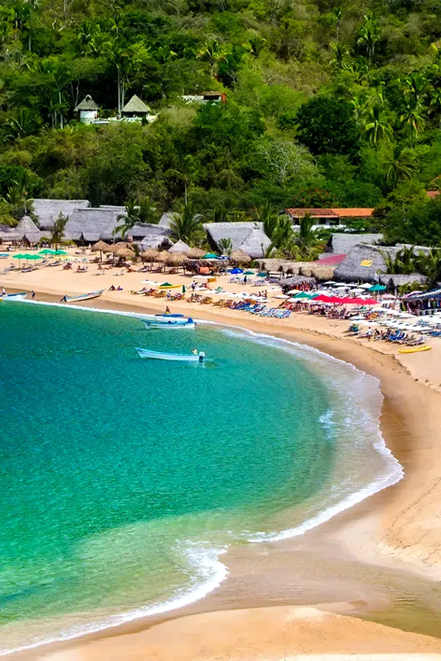 Aerial view of Yelapa, a coastal fishing town in the Mexican Pacific coast, south of Puerto Vallarta.