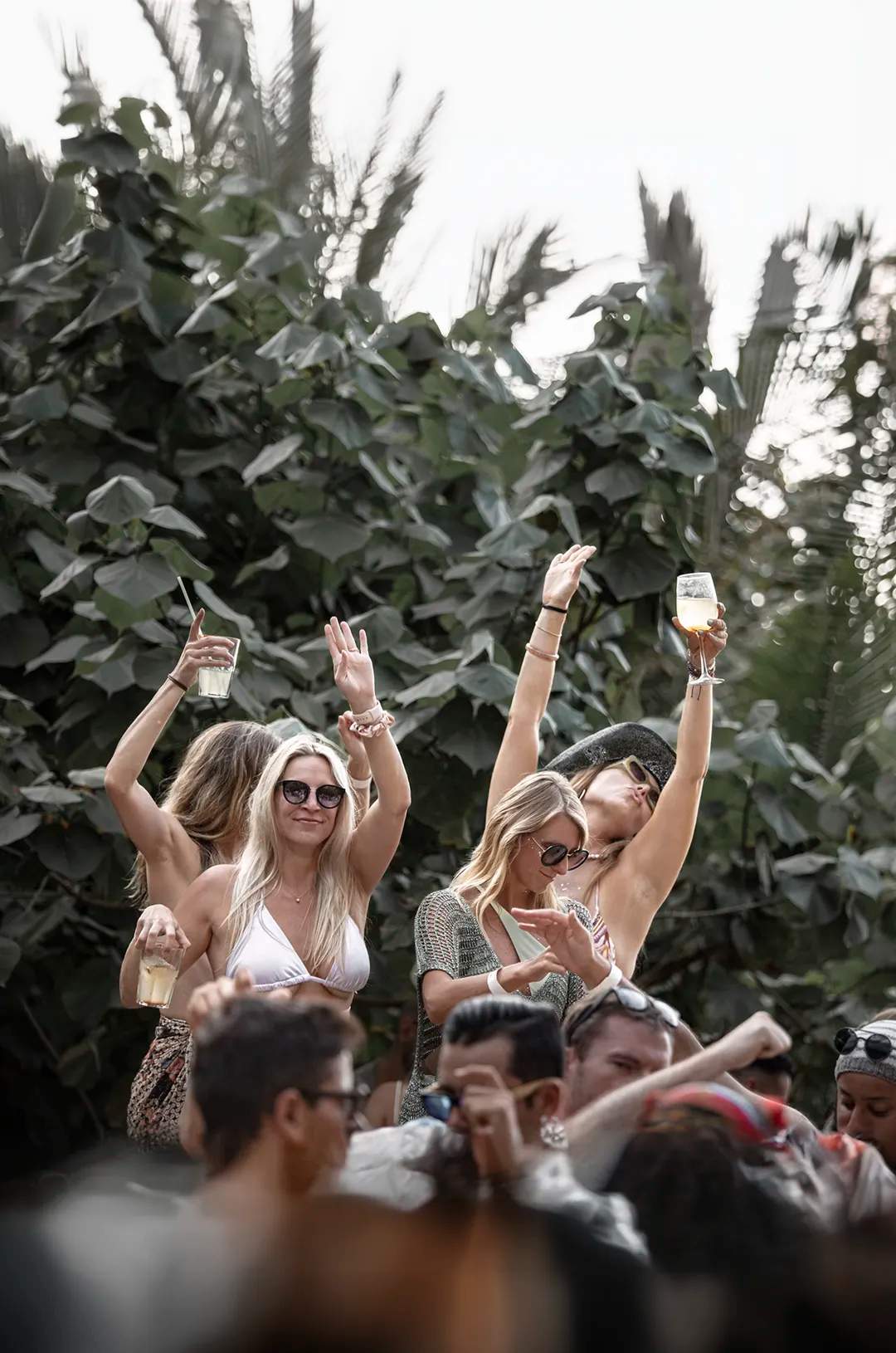 Friends having fun at a Puerto Vallarta beach party.