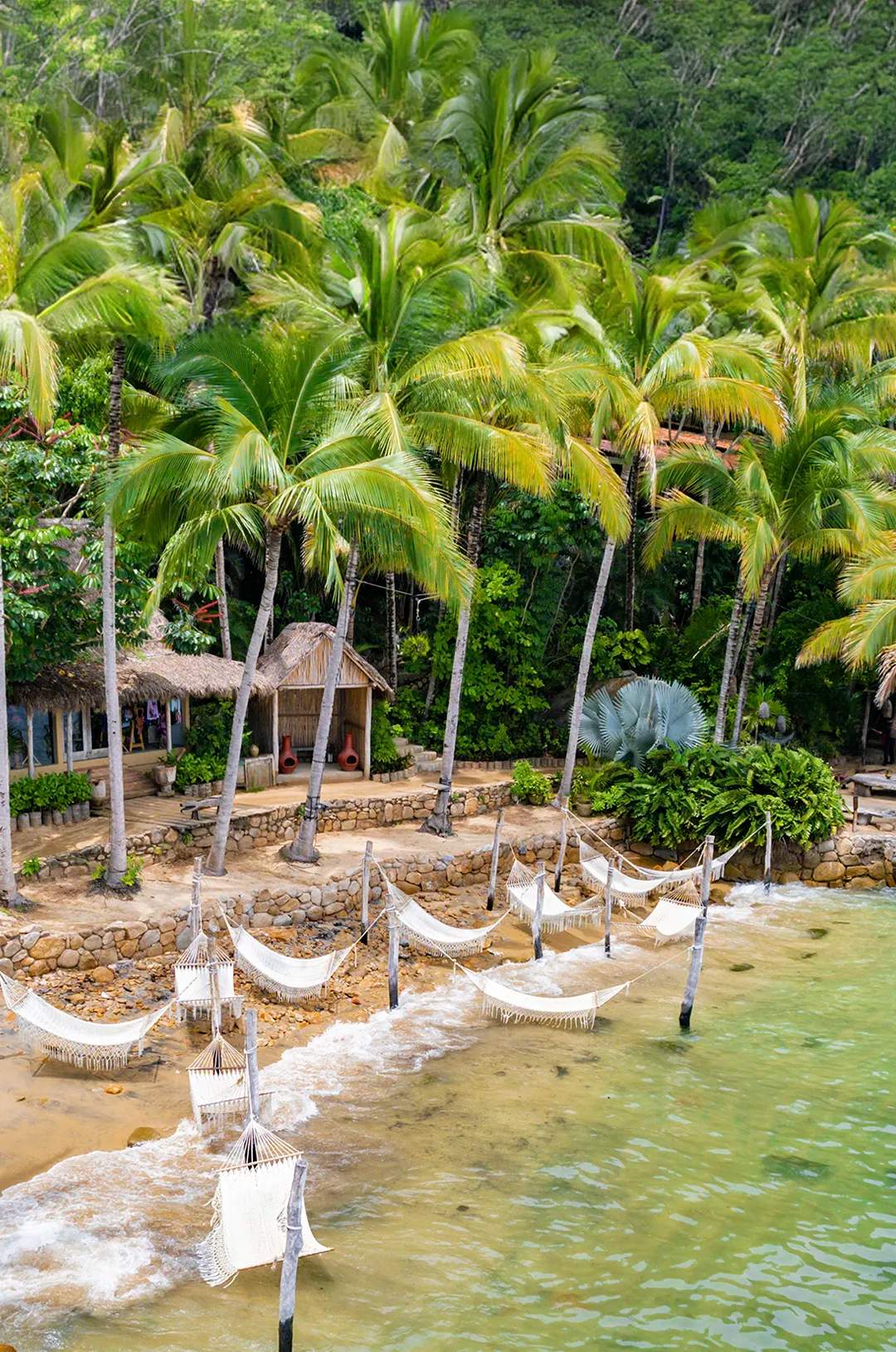 Aerial view of Las Caletas, the best beach for families in Puerto Vallarta.