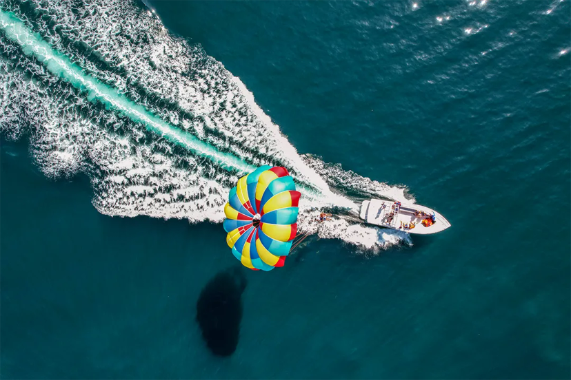 Aerial view of parasailing in Puerto Vallarta