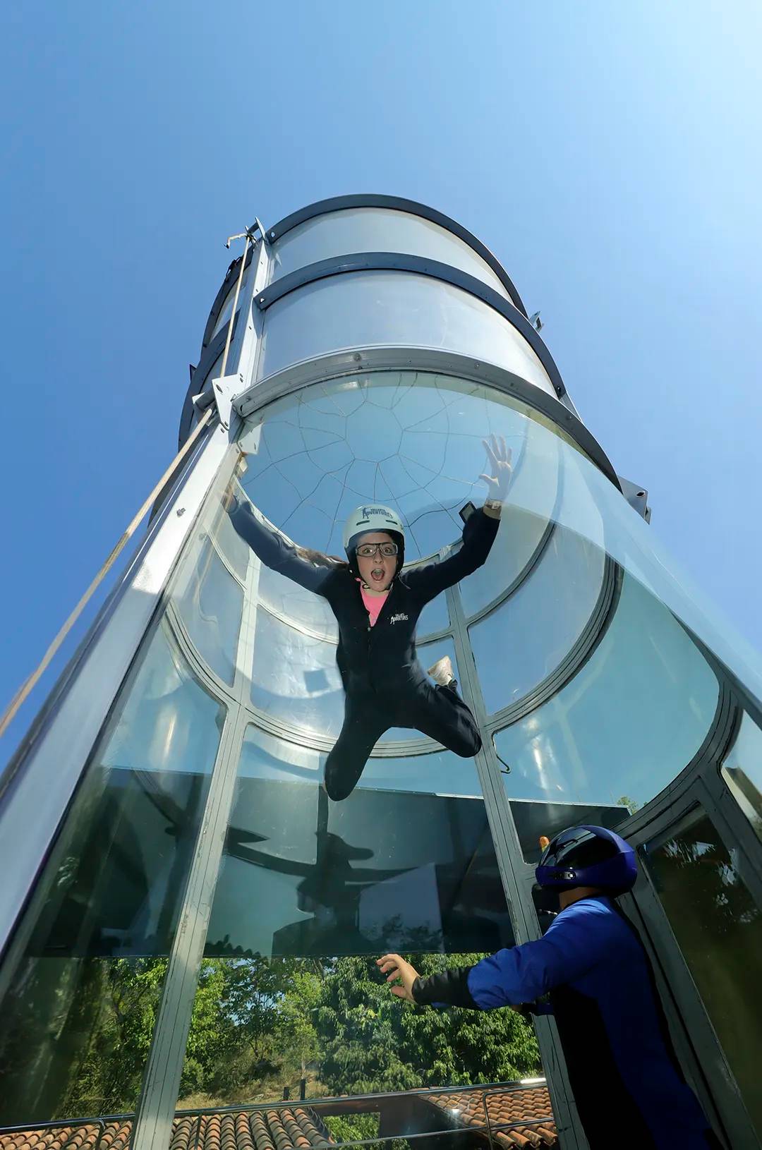 Youngster flying on the only Puerto Vallarta wind tunnel for sky diving simulation.