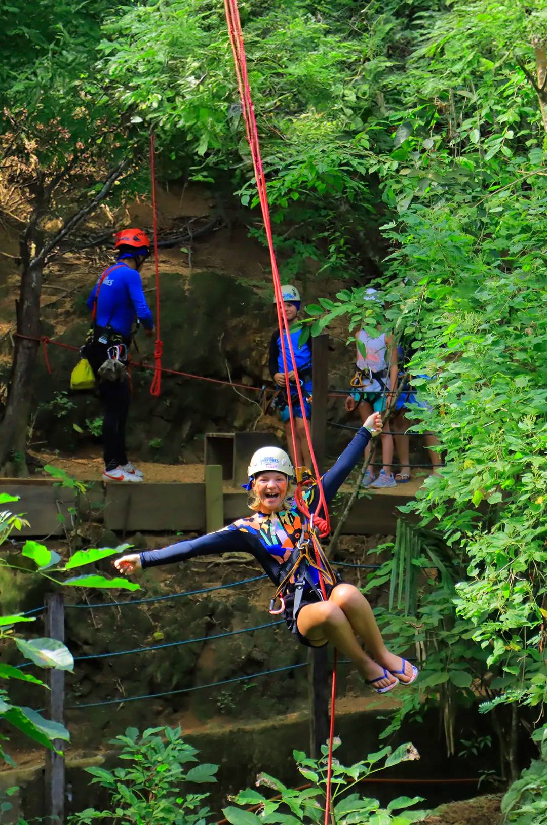 Zipline for children amidst the tropical jungle at the Kids Adventure Park in Las Caletas, Puerto Vallarta.