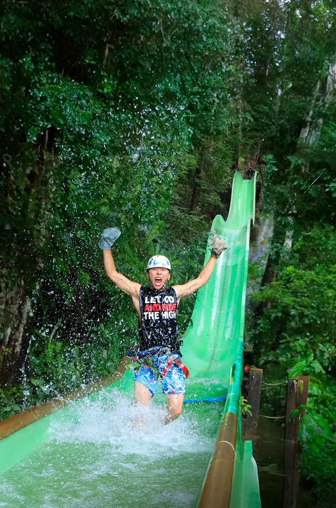 Puero Vallarta water slide in the middle of the jungle.