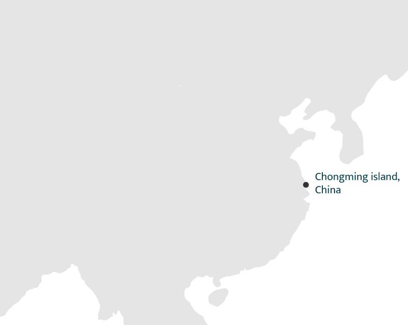 Carte avec localisation de l'île de Chongming en Chine
