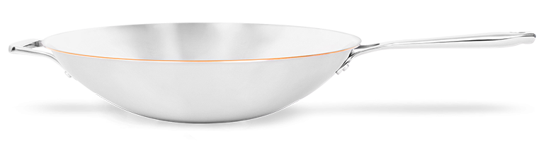 Uncoated Olav Wok Long Handle Side View