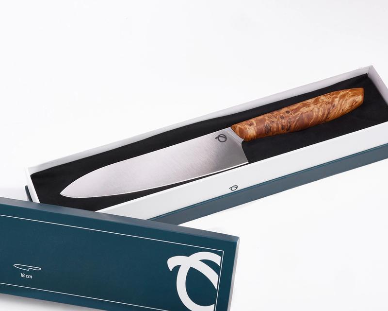 Olavson chef knife in packing from above