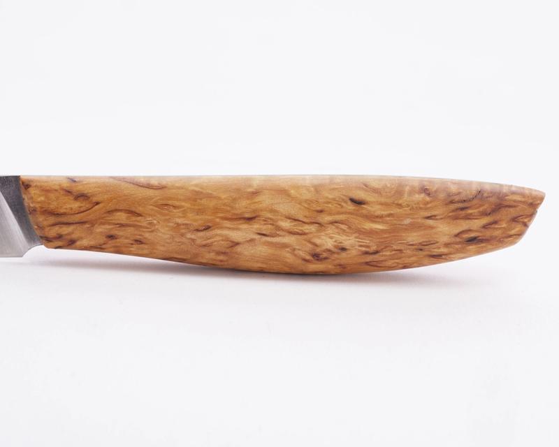 Close up wooden handle from Olavson Chef knife