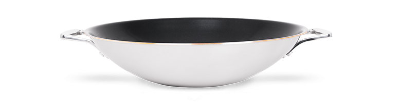Coated Olav Wok Two Handles Side View