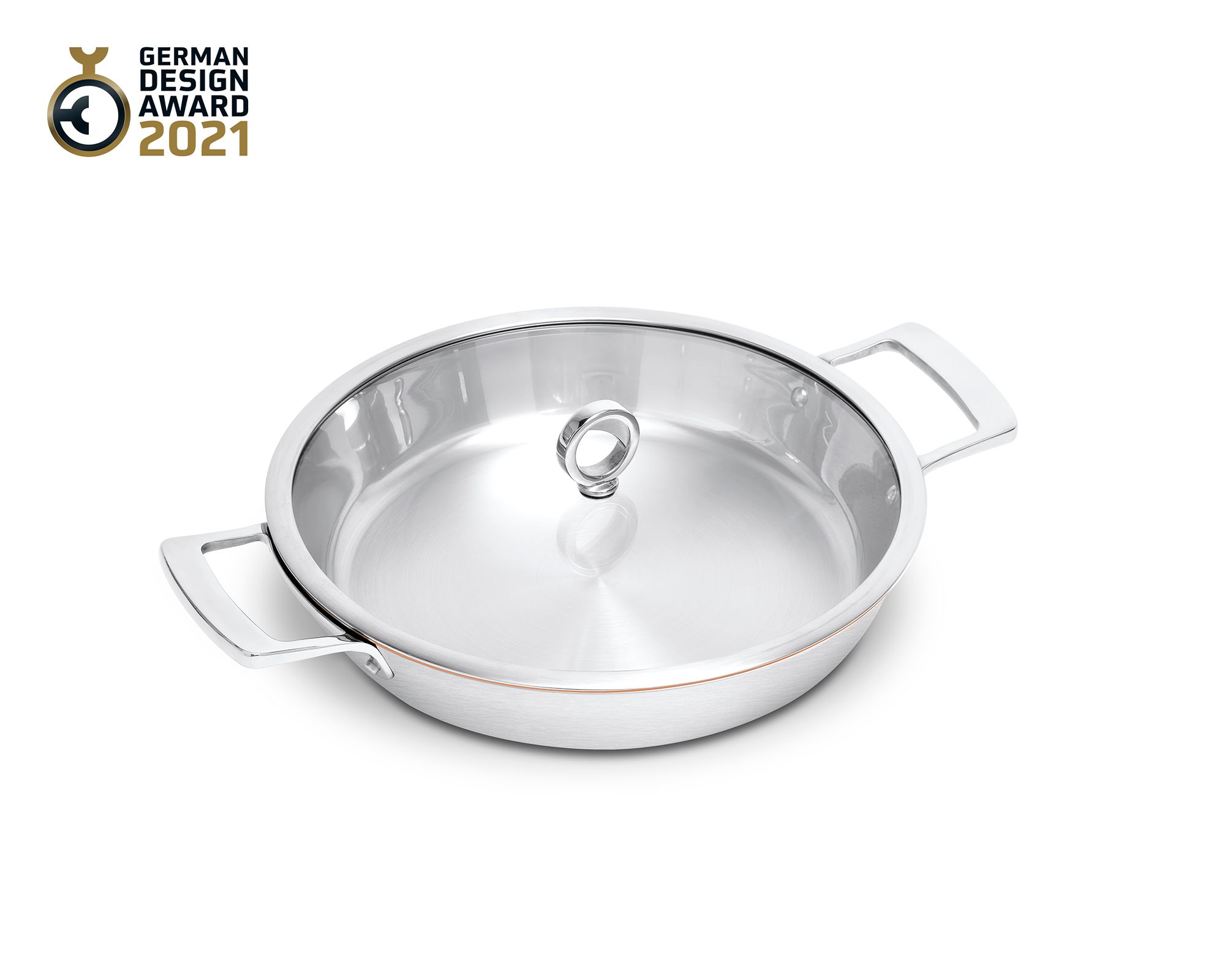 Uncoated 30cm Olav serving pan from the side