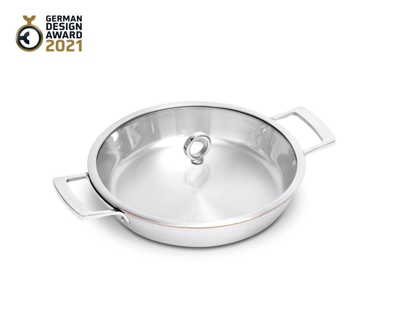 Uncoated 30cm Olav serving pan from the side