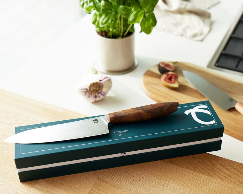 Olavson chef knife in packing from above