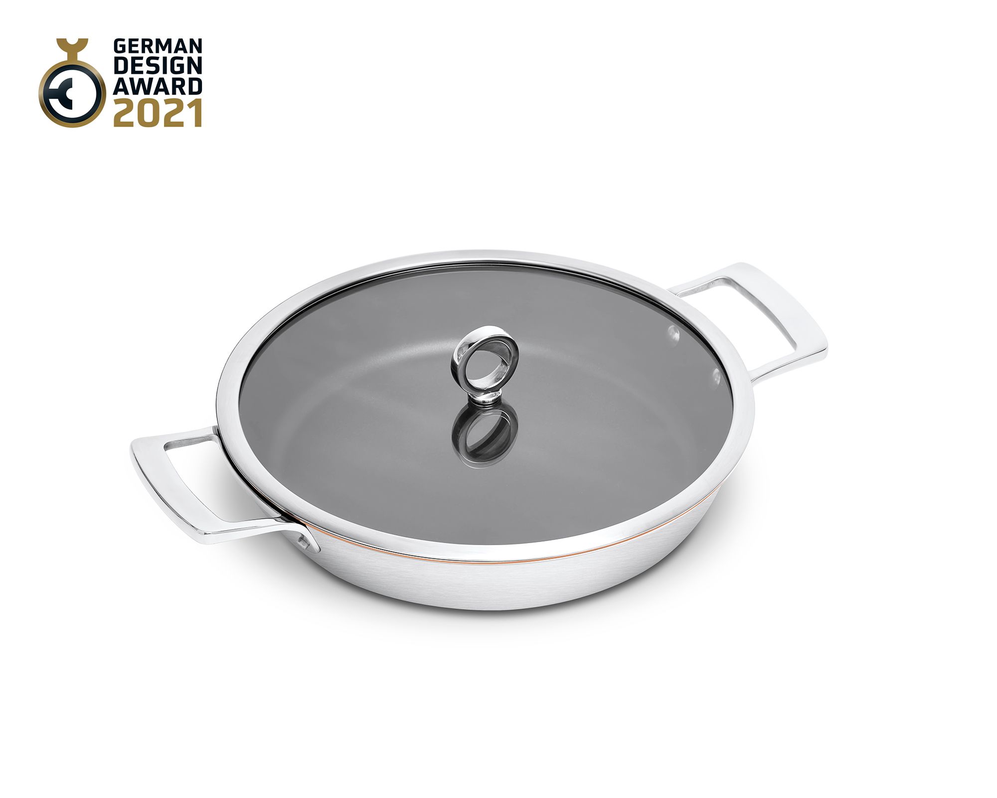 Coated 30cm Olavson serving pan from the side