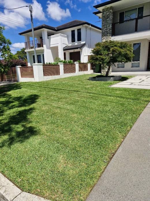 A manicured front lawn outside a modern Sutherland Shire home
