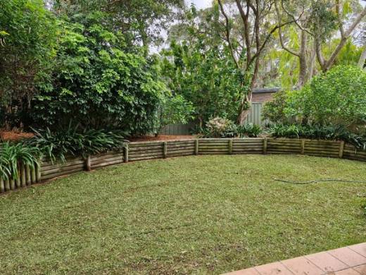 The same backyard transformed with a lush, healthy new green lawn