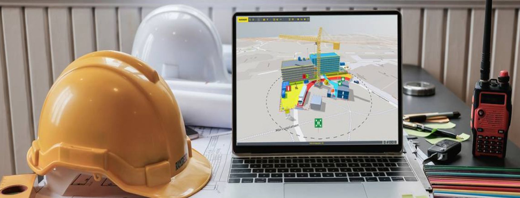 Planera din byggarbetsplats digitalt med SitePlanner – visualisera logistik, maskinplacering och säkerhetszoner i en tydlig 3D-modell för ökad effektivitet.