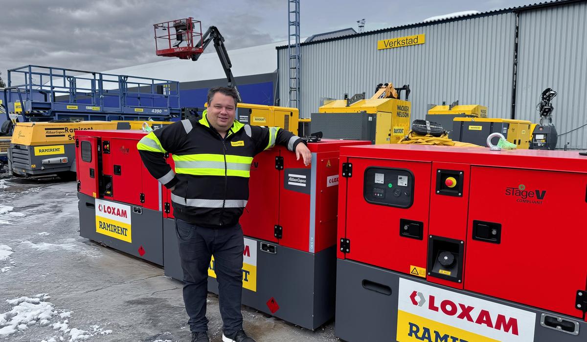 Robin Svensson, produktchef Energi & Klimat på Ramirent, tipsar om smart utrustning för vinterns byggprojekt. Som t ex de här elverken som säkrar driften vid strömavbrott.