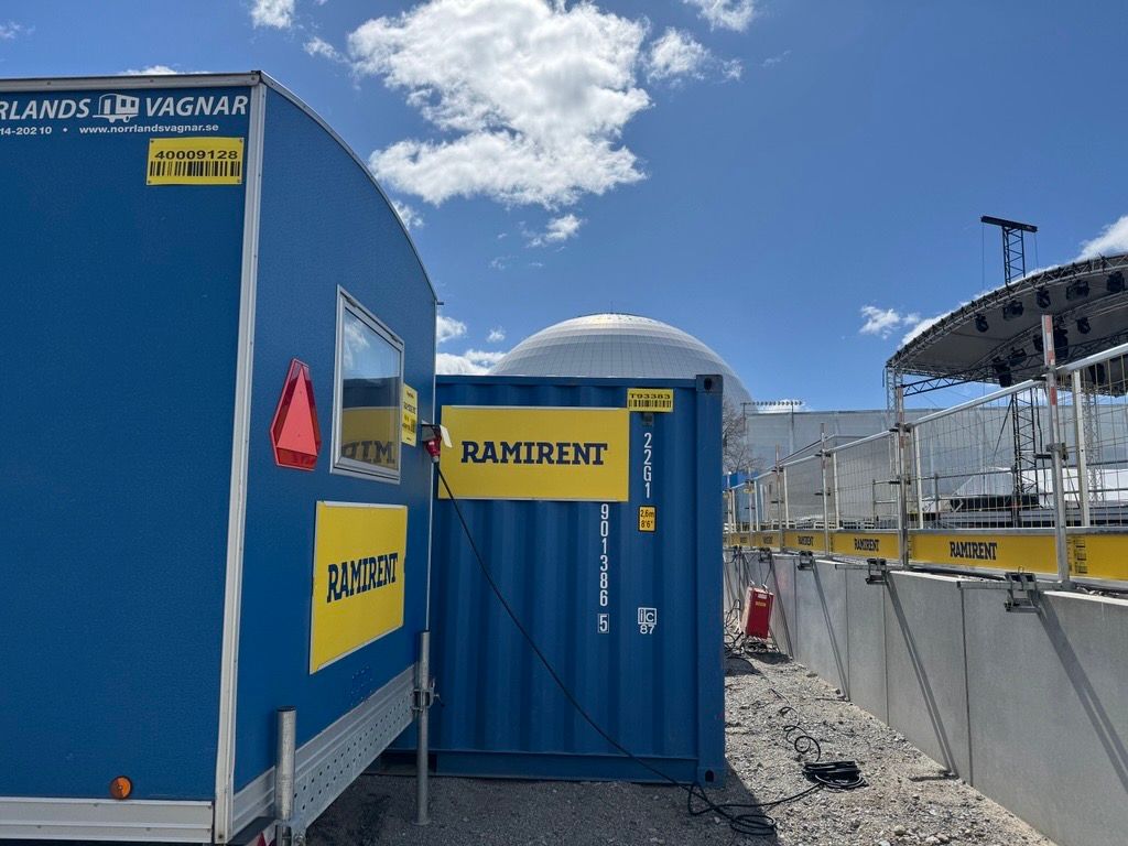 Ramirent levererar containrar, bodar och kompletta lösningar till stora event som Hockey-VM vid Globen i Stockholm