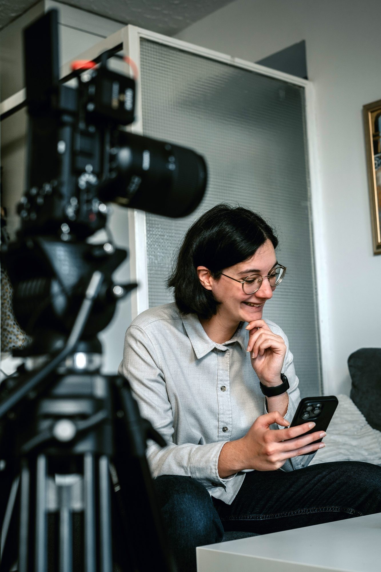 Filming a close-up