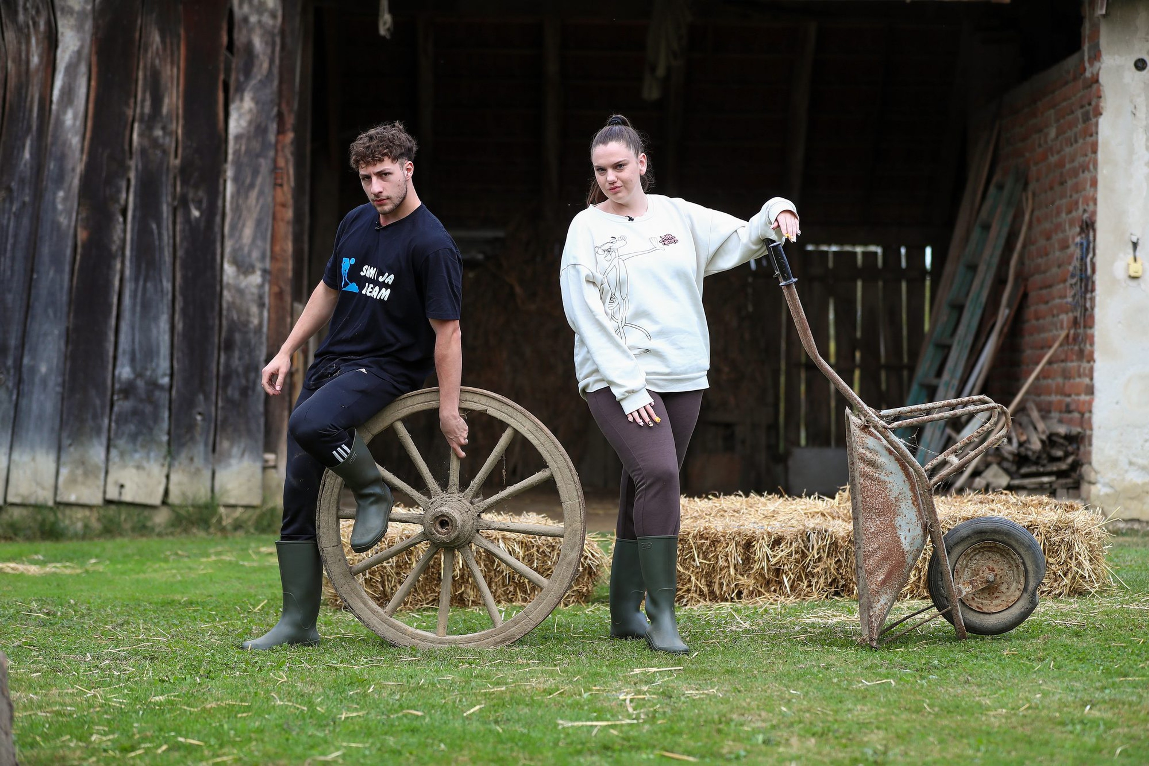 Contestants on the farm