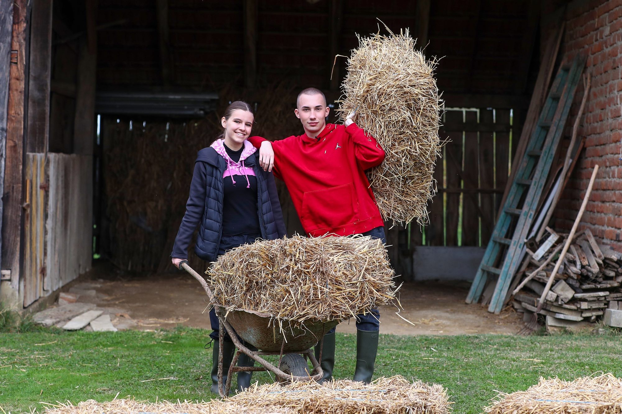Contestants during a farm task