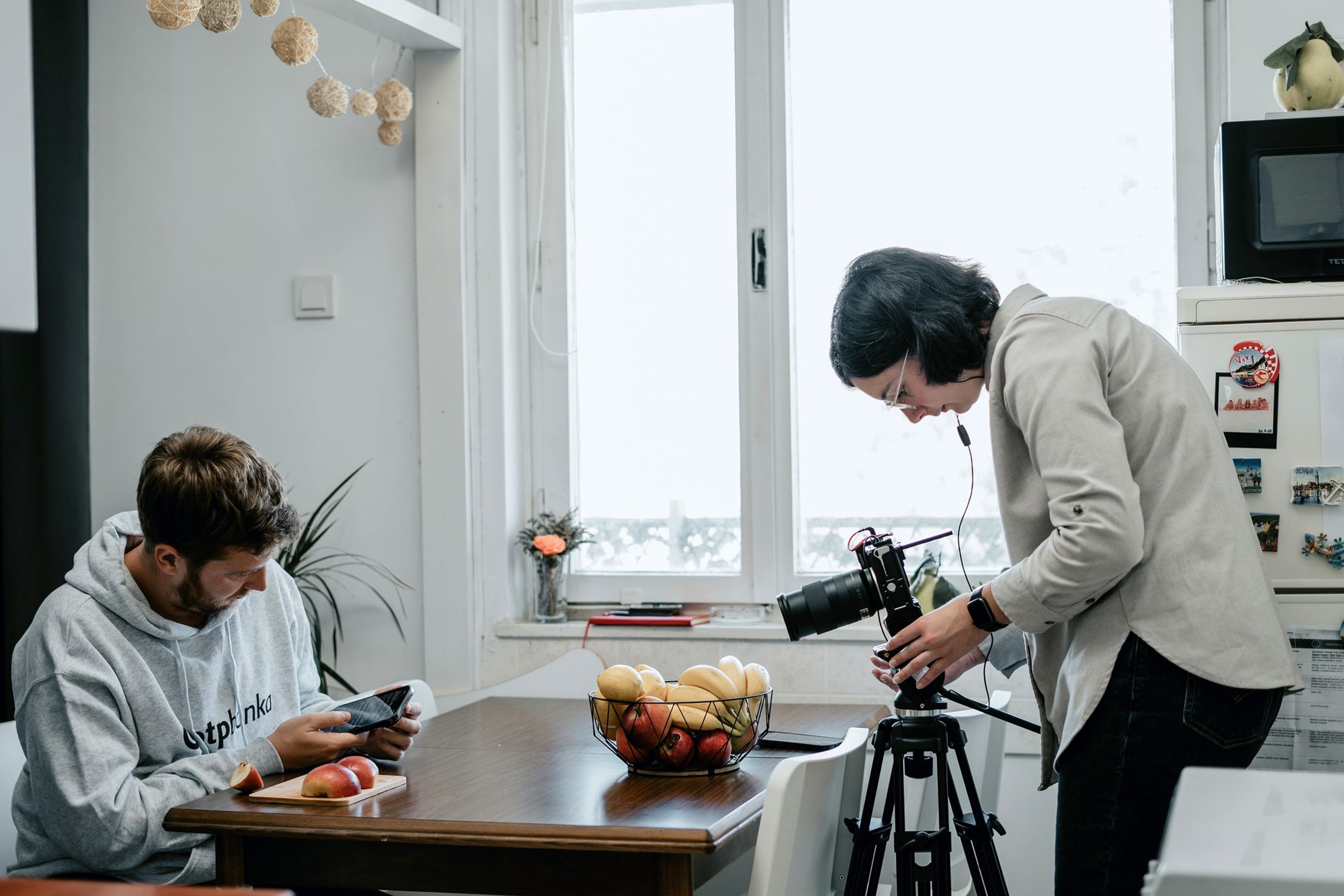 Filming at the table