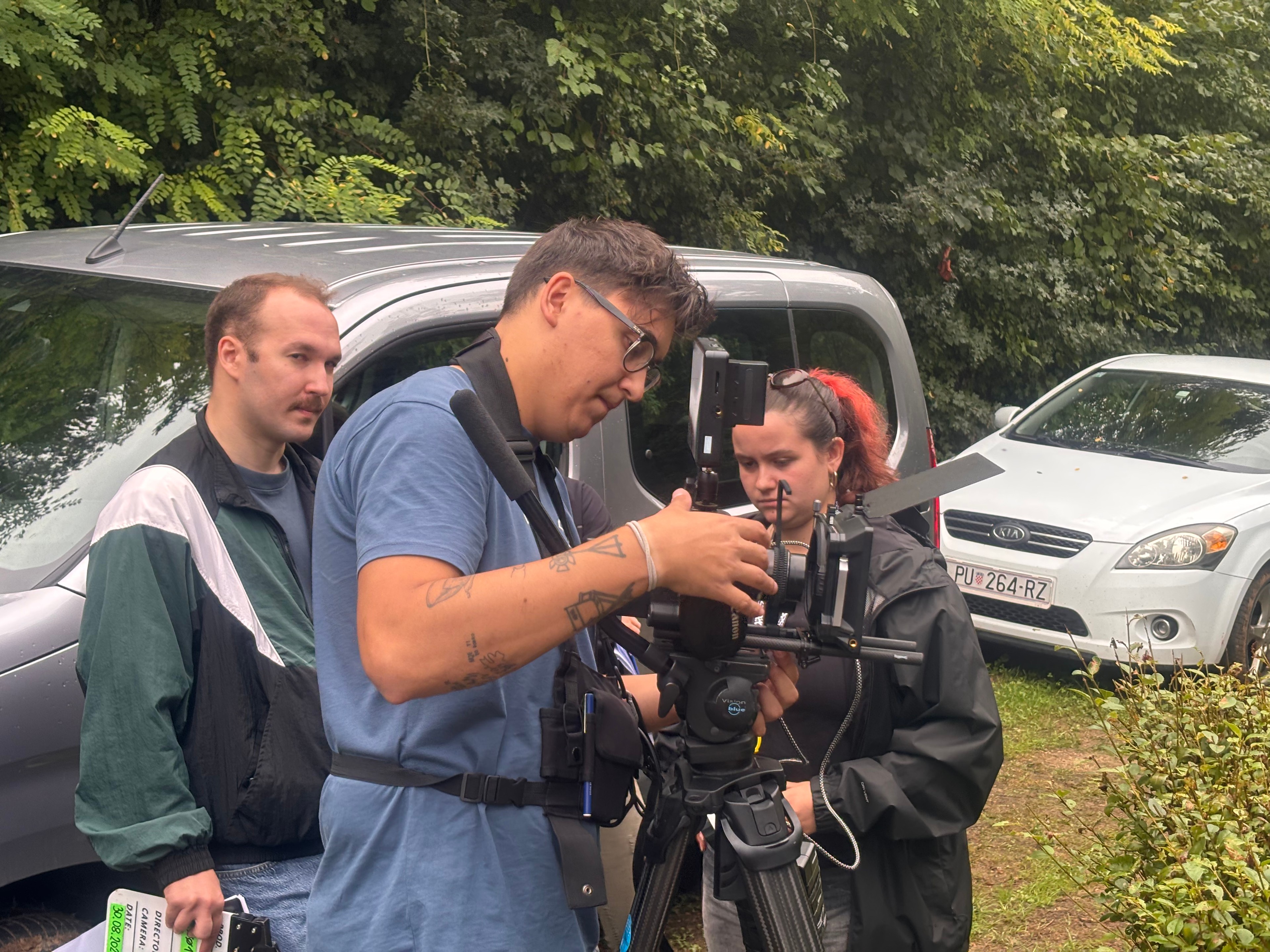 The crew on location