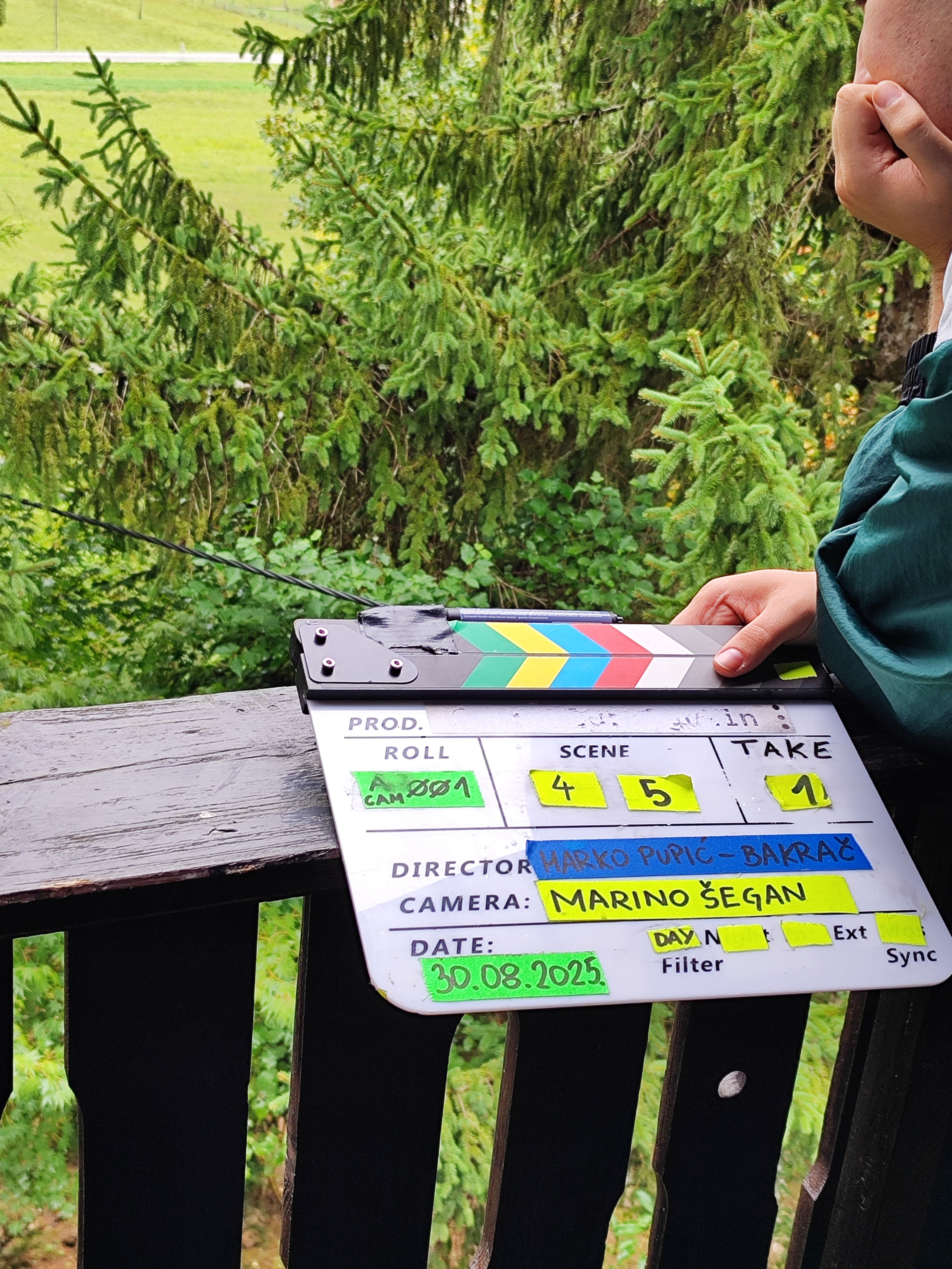 The clapperboard during the shoot