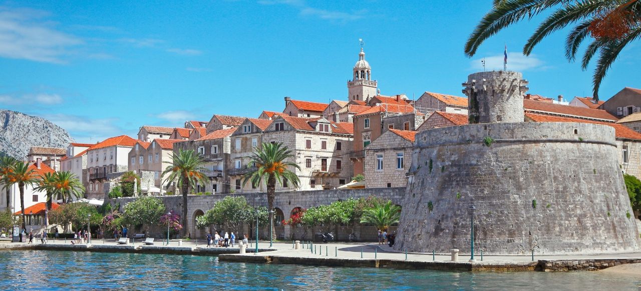 Korčula Town medieval walls and towers, Croatia