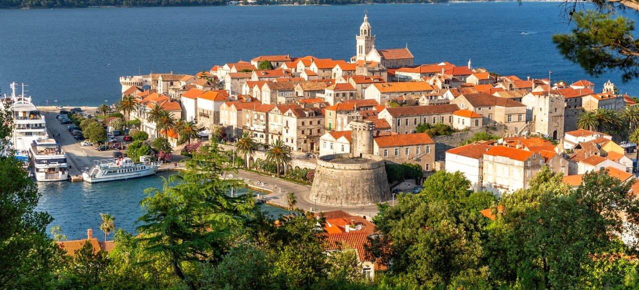 Korčula Town medieval walls and towers, Croatia
