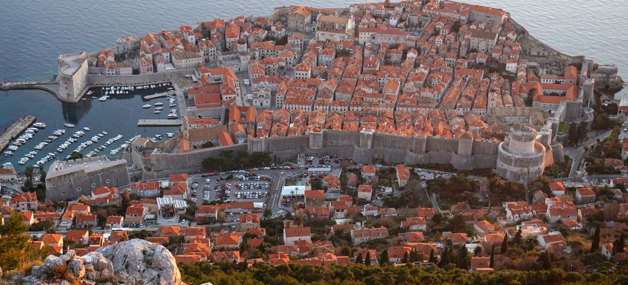 Dubrovnik Old Town walls, aerial view