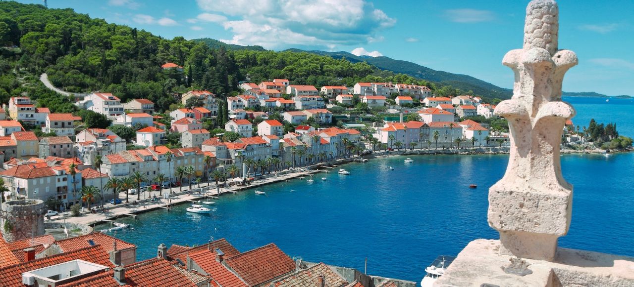 Korčula Town peninsula and waterfront, Croatia
