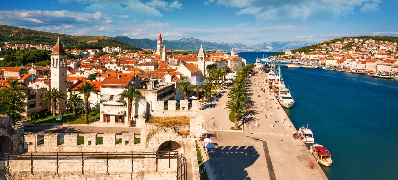 Trogir old town UNESCO site and Riva promenade, Croatia