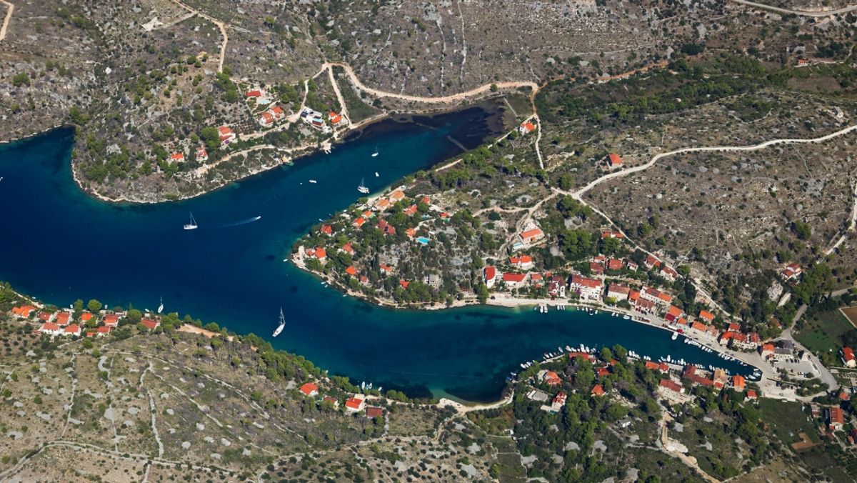 Aerial view of Brač island, Croatia