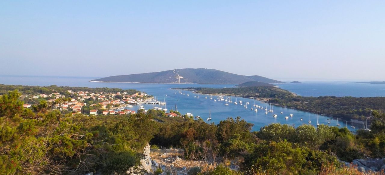 Ilovik Island harbour and flowers, Croatia
