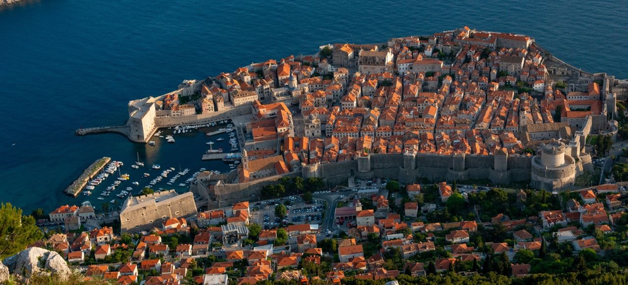 Aerial view of Dubrovnik marina, Croatia