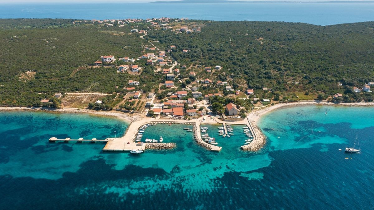 Aerial view of the Premuda island, the Adriatic Sea in Croatia