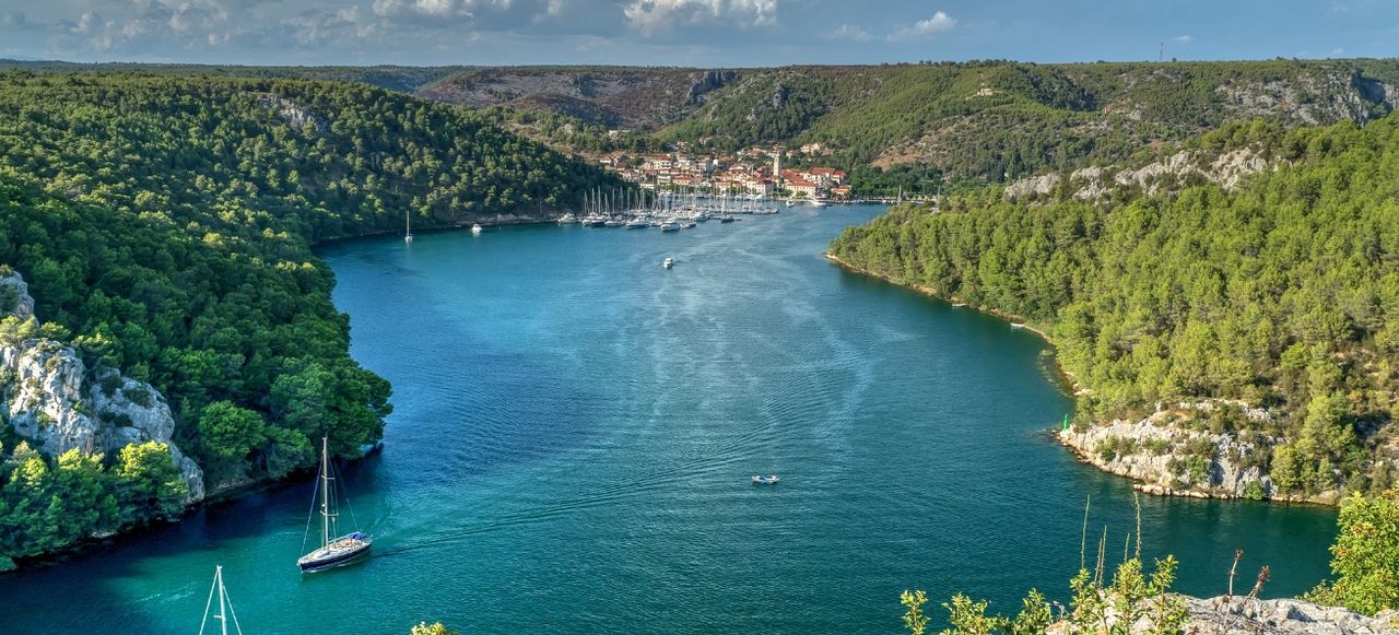 View of Krka river and Skradin city