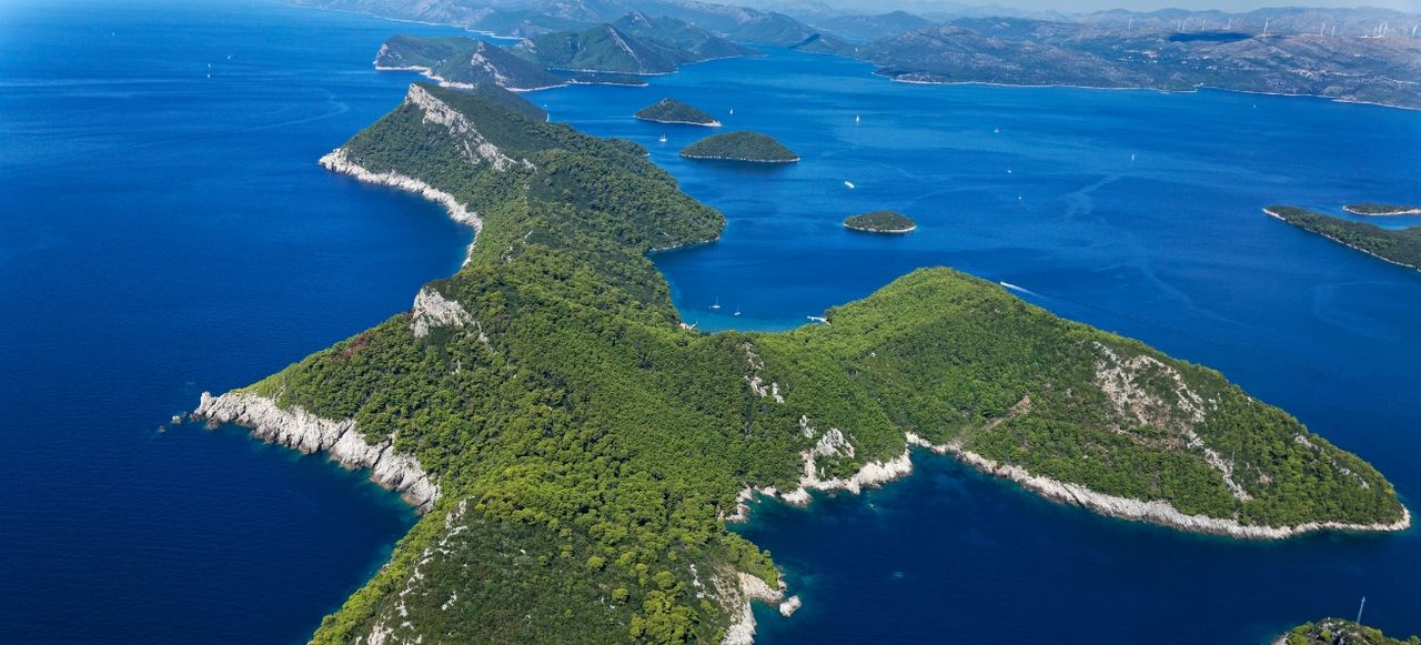 Aerial view of Elaphiti Islands near Dubrovnik