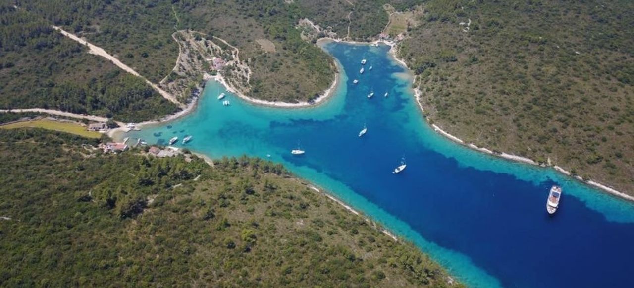 Aerial view of Šćedro Island, Croatia