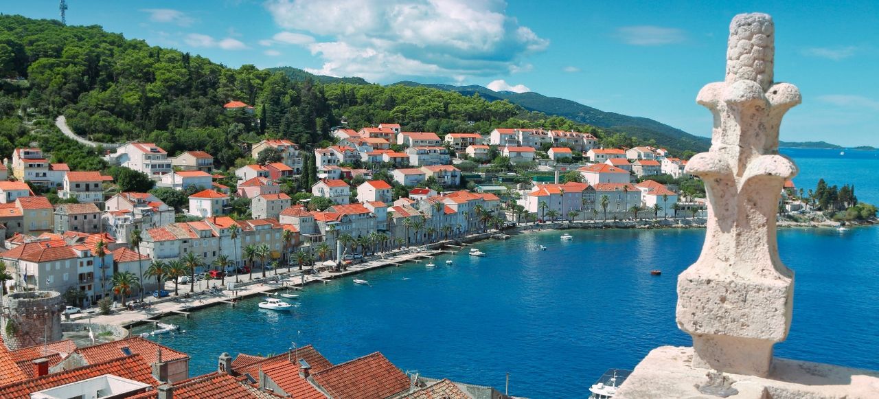 Aerial view of Korčula Town