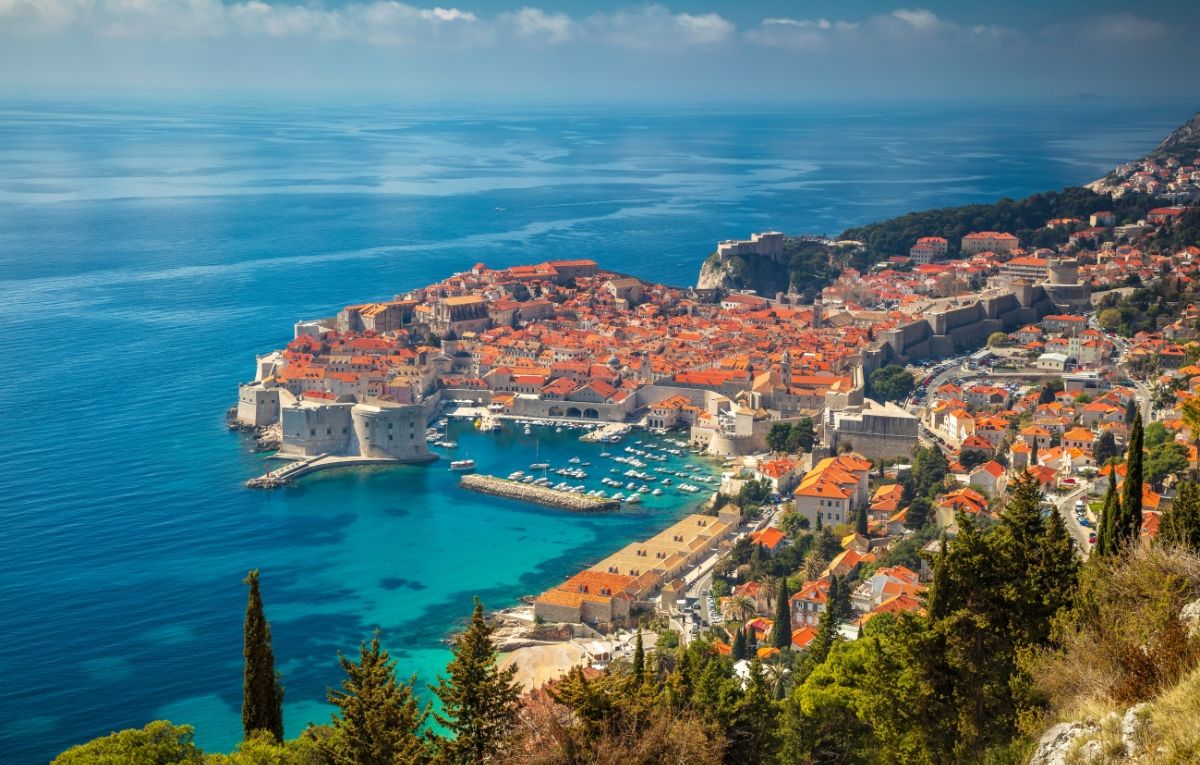 Beautiful romantic old town of Dubrovnik during sunny day, Croatia,Europe.