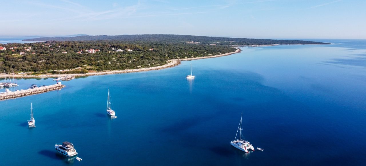 Aerial view of Croatian island Silba western side