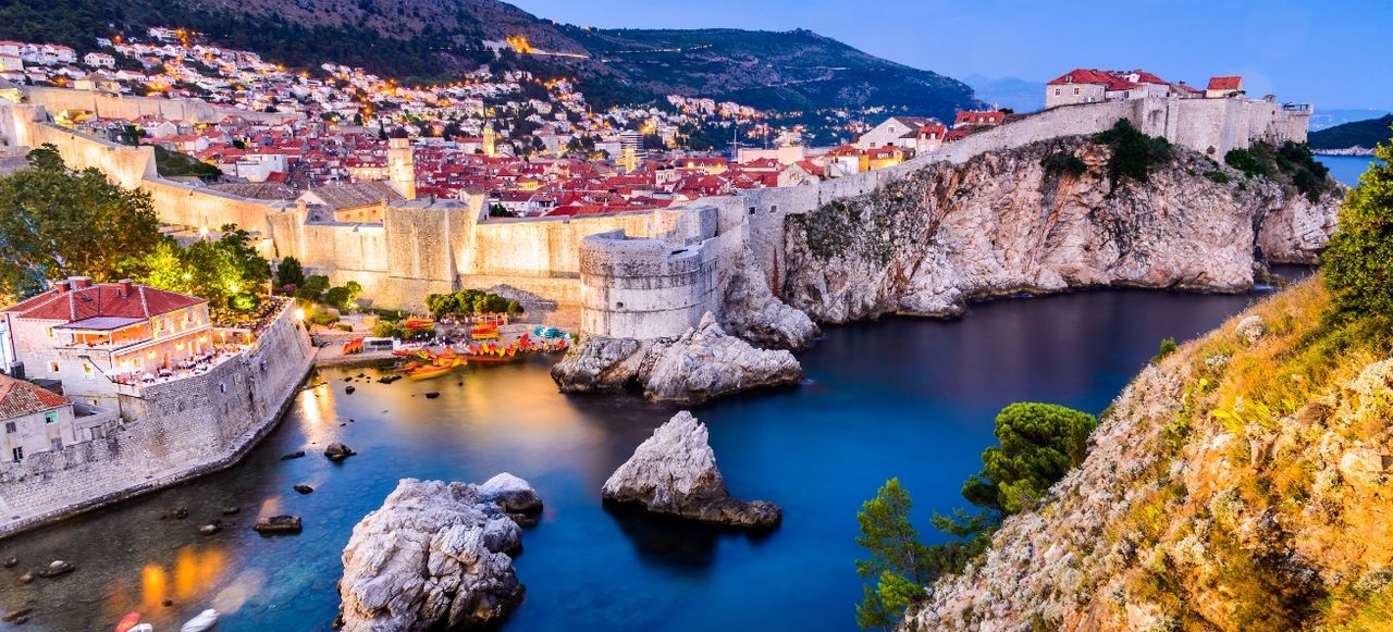 Dubrovnik Old Town walls from the sea, Croatia
