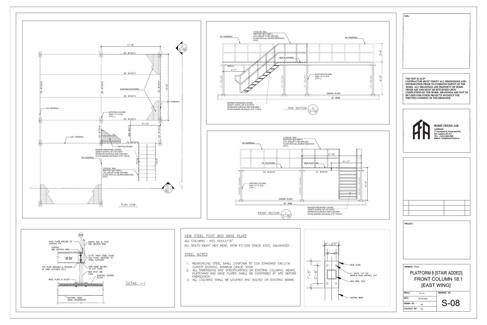 Sheet S-08, platform 7 with ladder