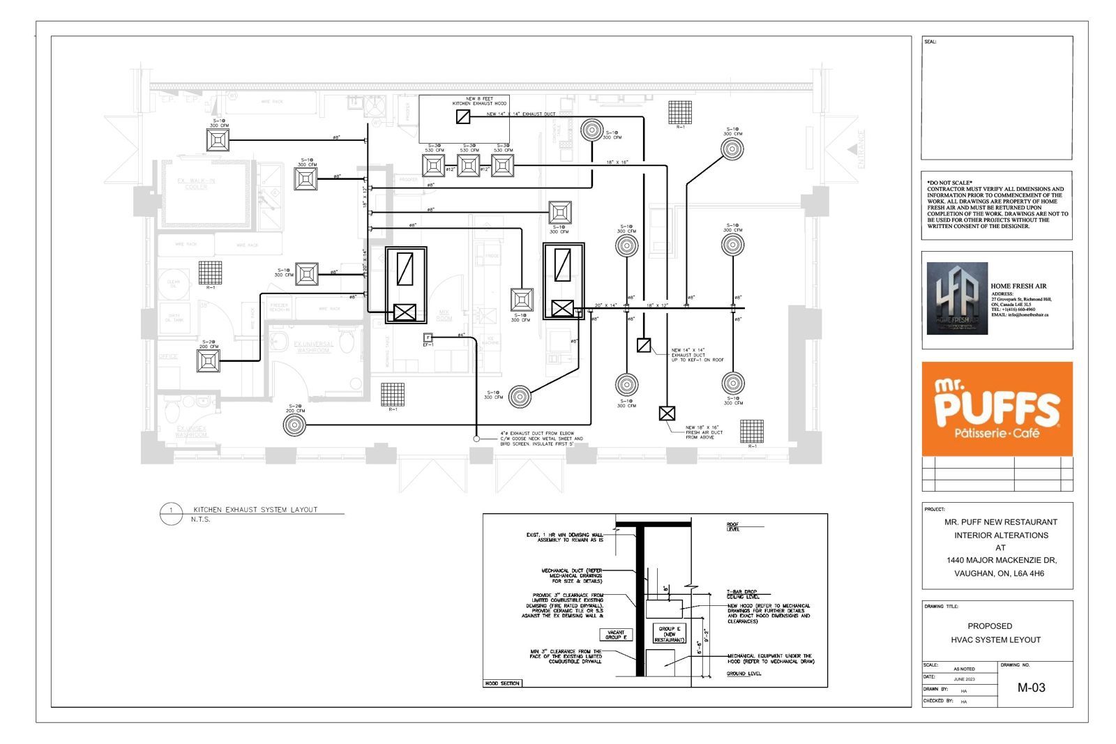 Sheet M-03, HVAC duct layout