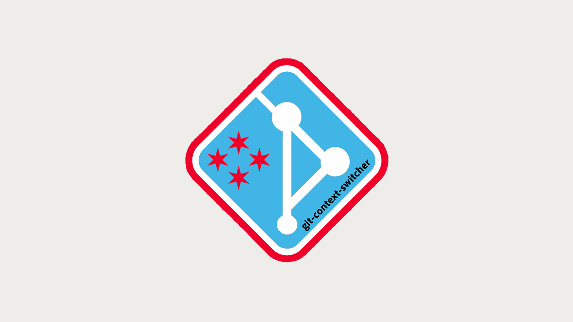 git-context-switcher logo: a git branch diagram on a blue diamond badge with a red border