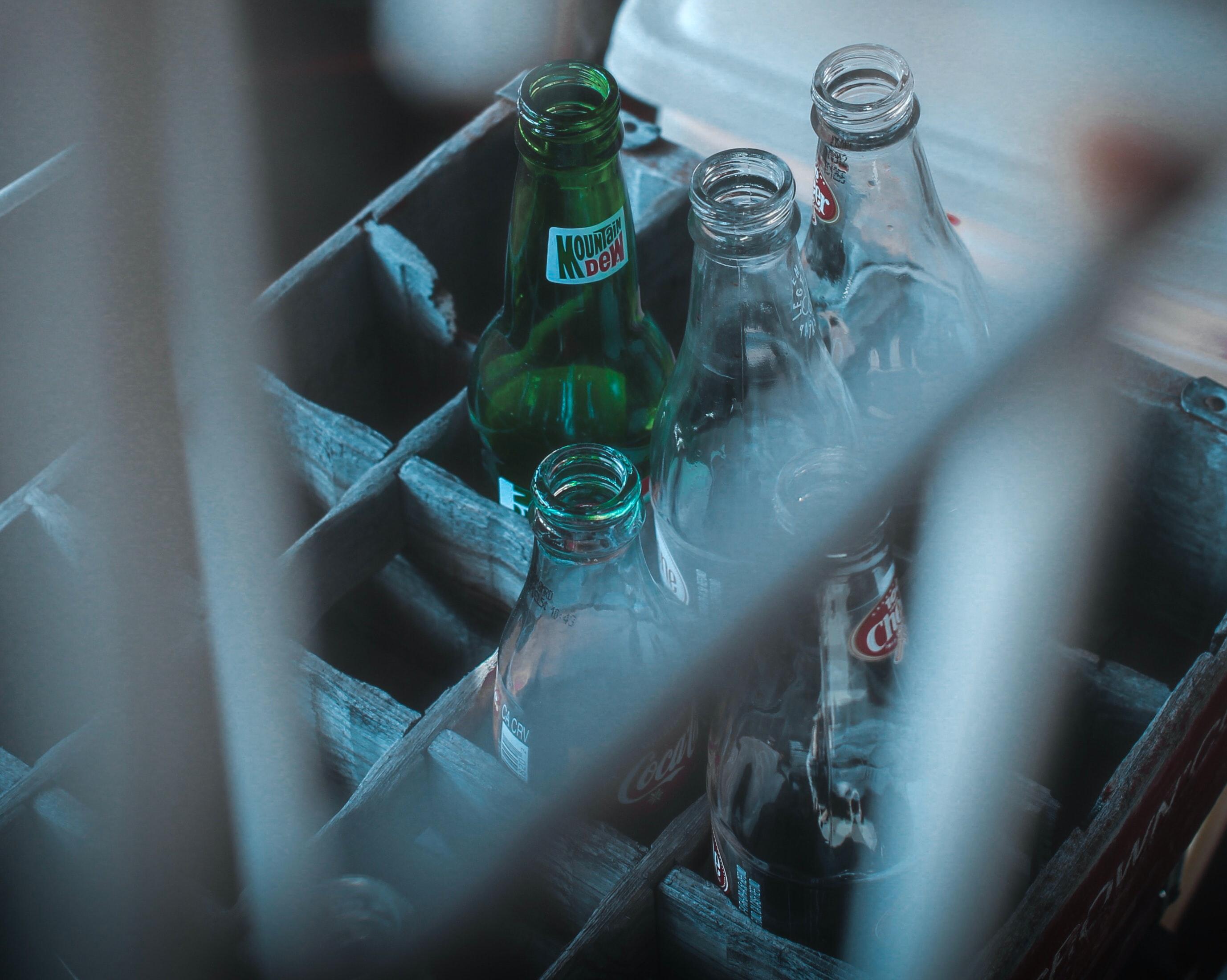 Reusable Box of Glass Bottles