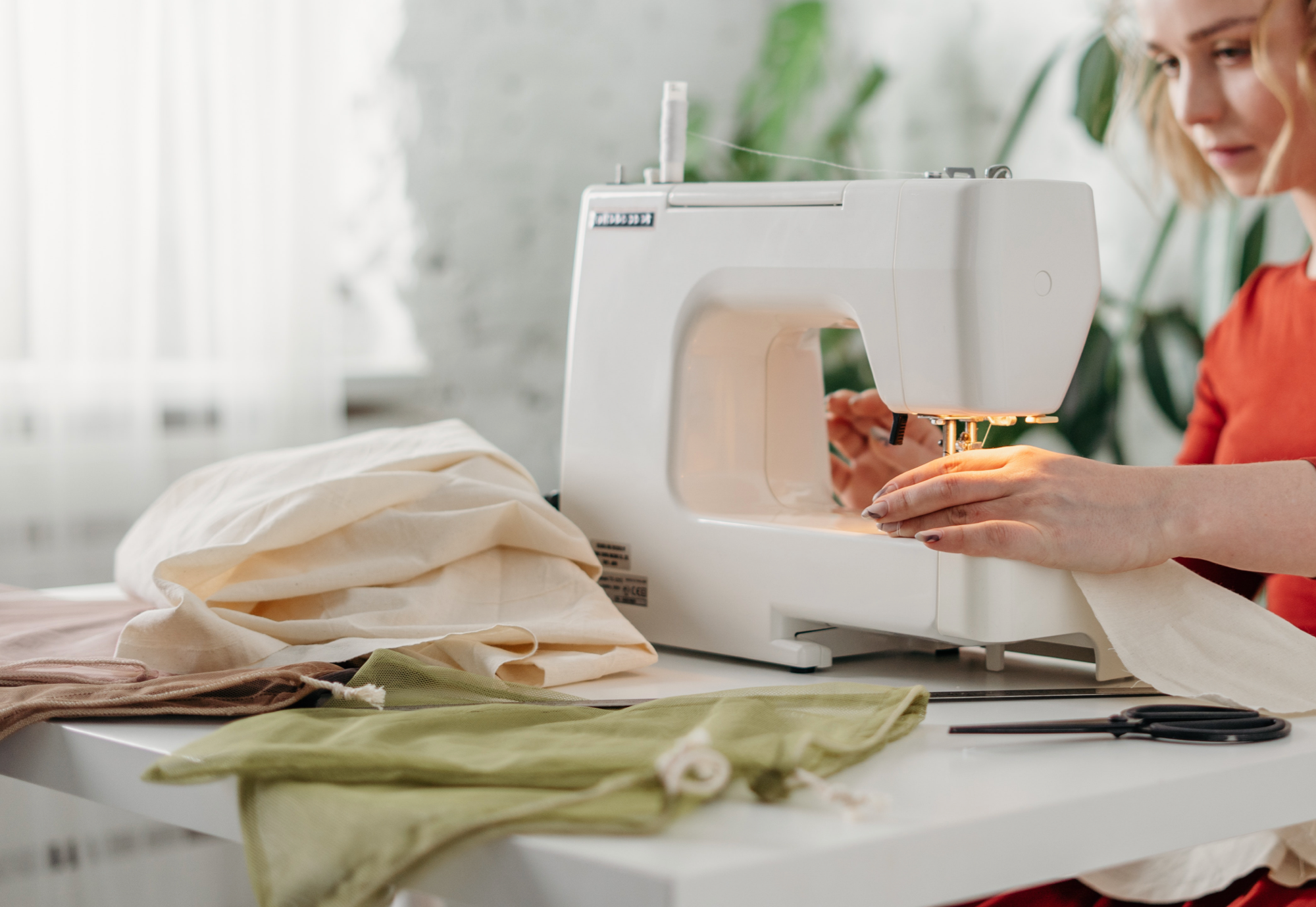 sewing on a sewing machine